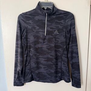 Rhoback The Circuit Blk/Gray Camo Performance Q-Zip Thumbhole Pullover Shirt XS